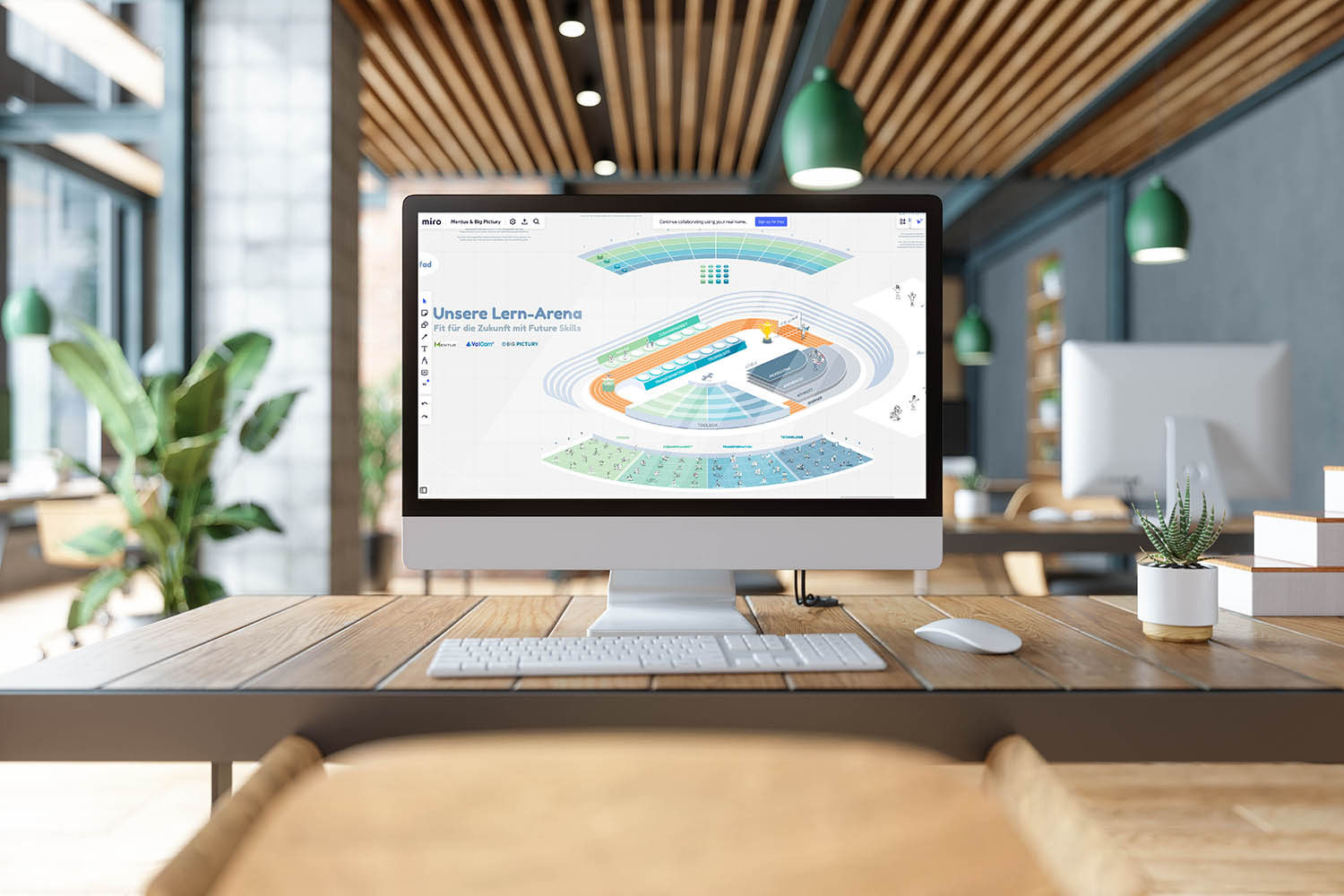 Blank Screen Computer On Table With Office In The Background